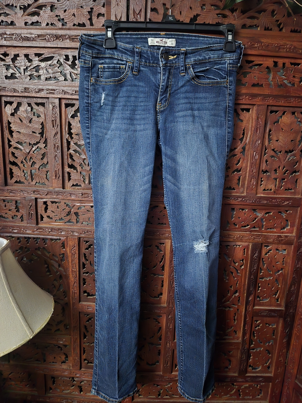 Hollister Women's Skinny Distressed Jeans in Medium Blue Wash